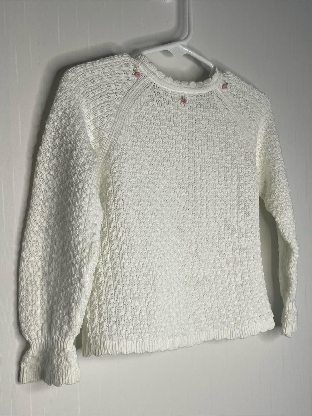 Vintage 2005 Gymboree White Knit Cardigan
Sweater with Pink Rosettes 18-24M - Picture 7 of 12